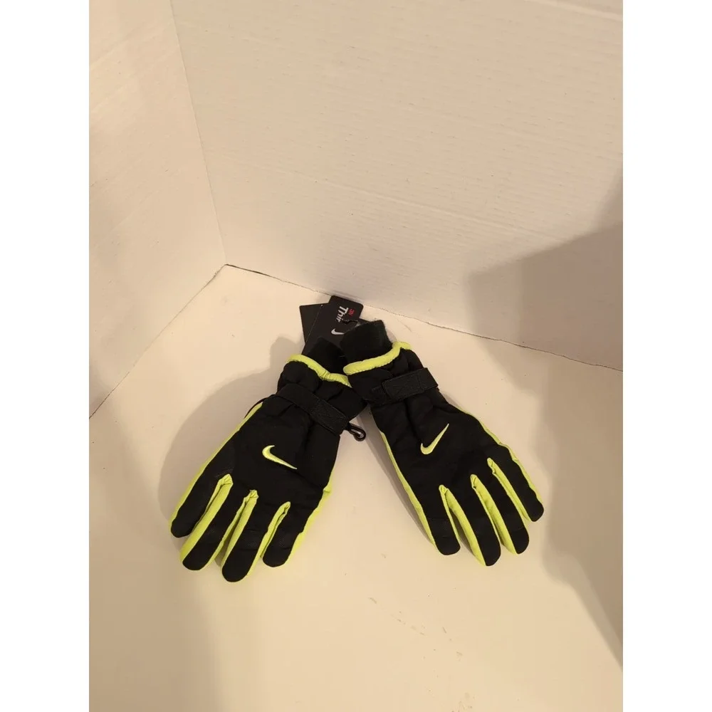 NEW Nike Youth‎ Boys Black Neon Insulated Snow Ski Gloves Winter